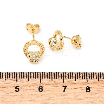Ring Brass Micro Pave Clear Cubic Zirconia Stud Earrings EJEW-A135-14G-1