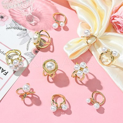 10Pcs 5 Styles Alloy with Plastic Scarf Buckle Ring AJEW-CJ0001-35-1