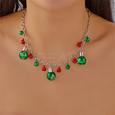 Alloy Rhinestone with Enamel & Plastic Christmas Pendant Bib Necklaces FS-WG99102-12-1