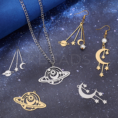 6Pcs 6 Styles 201 Stainless Steel Pendants STAS-UN0034-03-1