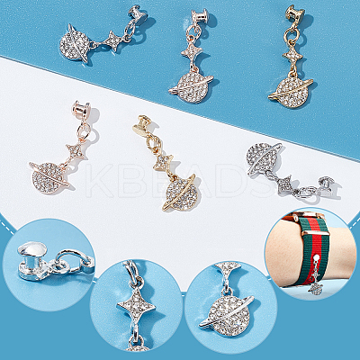 6Pcs 3 Colors Alloy Star and Planet Watch Band Studs MOBA-PH0001-13-1