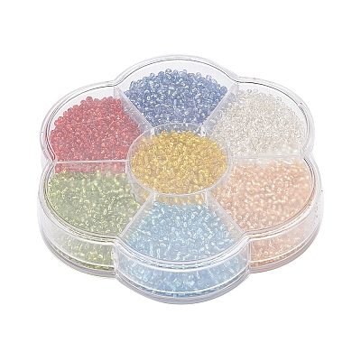 7 Colors Glass Round Seed Beads SEED-YW0001-24A-01-1
