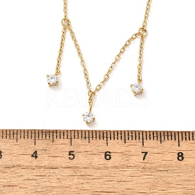 304 Stainless Steel Clear Cubic Zirconia Tassel Necklaces for Women NJEW-U031-10G-1