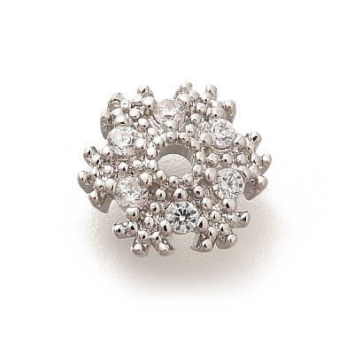 Rack Plating Brass Micro Pave Clear Cubic Zirconia Bead Caps KK-H508-22A-P-1