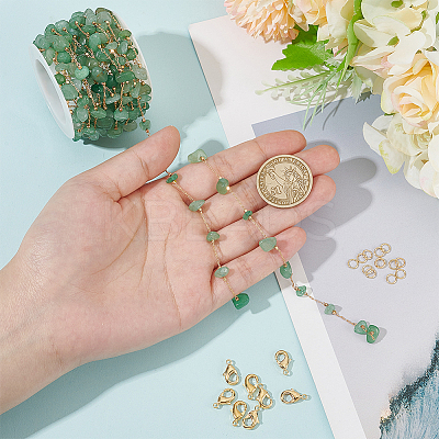 DIY Natural Green Aventurine Jewelry Set Making Kit DIY-WR0004-16A-1