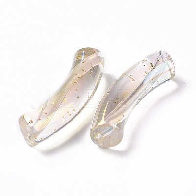 UV Plating Iridescent Transparent Acrylic Beads OACR-A016-02-1
