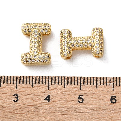 Rack Plating Brass Micro Pave Cubic Zirconia Slide Charms KK-C084-34G-I-1