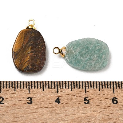 Natural Quartz Crystal & Tiger Eye & Amethyst & Amazonite & Obsidian & Green Aventurine & Red Jasper & Rose Quartz Pendants G-K385-19G-1