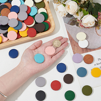 150Pcs 15 Colors Painted Natural Wood Beads WOOD-PH0003-36-1