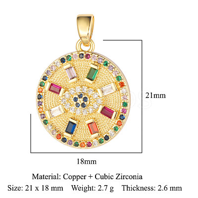 Brass Micro Pave Cubic Zirconia Pendants ZIRC-OY001-63G-1