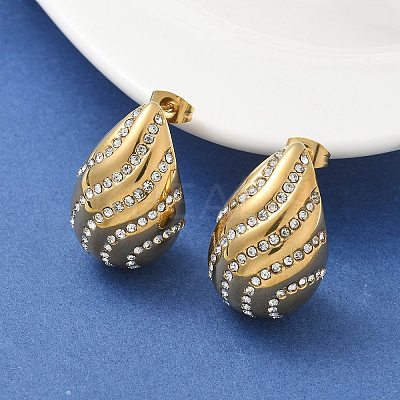 304 Stainless Steel Teardrop Stud Earrings EJEW-B108-07G-1