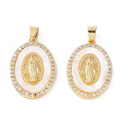 Brass Micro Pave Clear Cubic Zirconia Pendants ZIRC-M116-25G-1