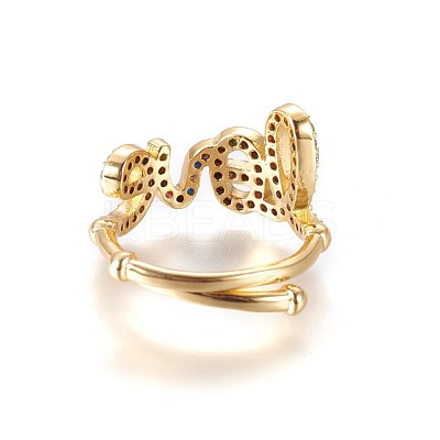 Adjustable Brass Micro Pave Cubic Zirconia Finger Rings RJEW-L086-04G-1