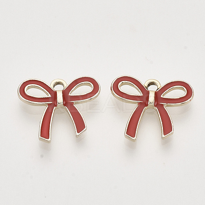 Light Gold Plated Alloy Pendants X-ENAM-T009-40B-1