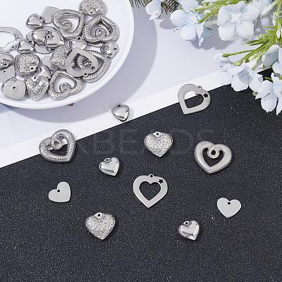 36Pcs 6 Styles 304 Stainless Steel Stamping Blank Tag Charms STAS-UN0020-70P-1