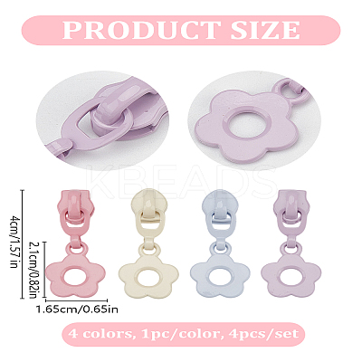 4Pcs 4 Colors Alloy Zipper Sliders FIND-LP0007-57-1