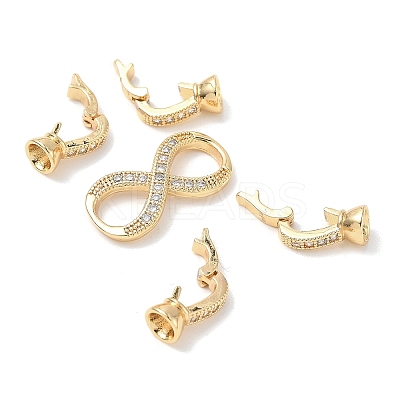 Brass Micro Pave Clear Cubic Zirconia Fold Over Clasps KK-U059-32G-1