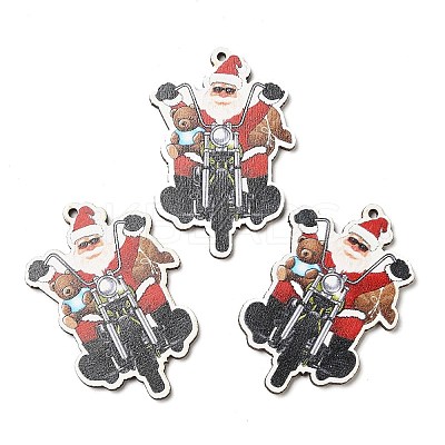 Single Face Christmas Printed Wood Big Pendants WOOD-D025-36-1