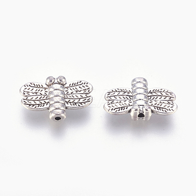 Tibetan Style Alloy Dragonfly Beads TIBEP-GC191-AS-NR-1