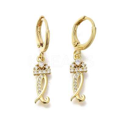 Brass Clear Cubic Zirconia Hoop Earrings EJEW-M045-01I-1