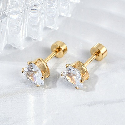 Heart Glass Ear Fake Plugs EJEW-H105-25G-D-1