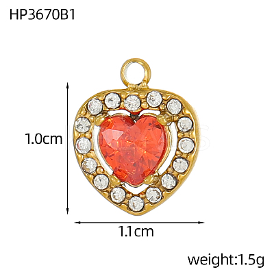 304 Stainless Steel Cubic Zirconia Charms STAS-OY004-02G-1