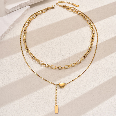 201 Stainless Steel Double-Layer Y-Shaped Necklaces for Women's Party Music Festival OH0726-1