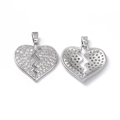 Brass Clear Cubic Zirconia Pendants KK-E068-VA124-1-1