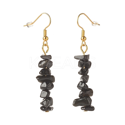 Natural Obsidian Chip Beaded Dangle Earrings EJEW-JE04788-08-1