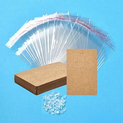 30Pcs Rectangle Paper One Pair Earring Display Cards with Hanging Hole DIY-YW0008-55B-1