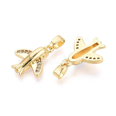 Brass Micro Pave Cubic Zirconia Pendants KK-T073-52G-1