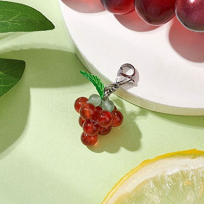 Grape Natural Carnelian Pendant Decoration HJEW-TA00293-02-1
