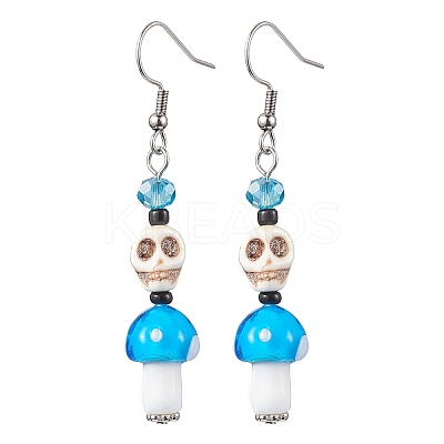 4 Pairs Dyed Synthetic Turquoise and Handmade Lampwork Beads Earrings EJEW-TA00417-1