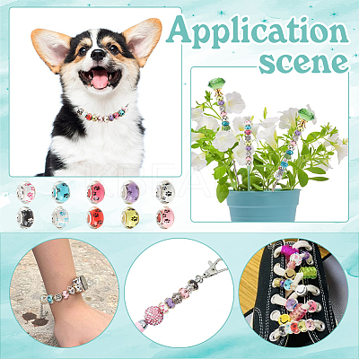 Large Hole Dog Paw Prints Pattern Acrylic European Beads OPDL-NB0001-07-1