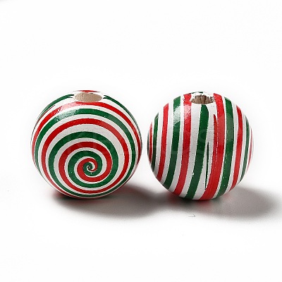 Christmas Theme Printed Natural Wooden Beads WOOD-L020-A06-1
