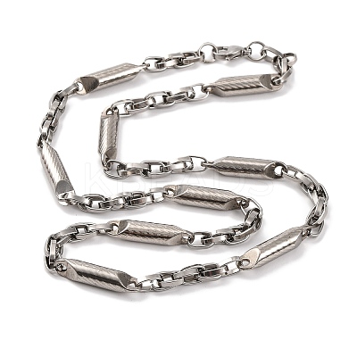 201 Stainless Steel Column Links Necklace NJEW-F222-15P-1