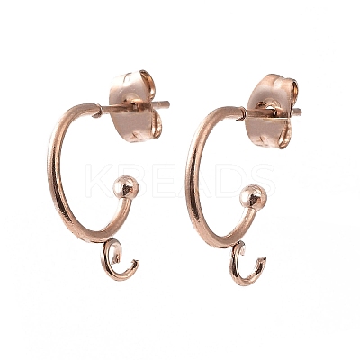 Ion Plating(IP) 304 Stainless Steel Half Hoop Earrings STAS-Z028-B01-RG-01-1
