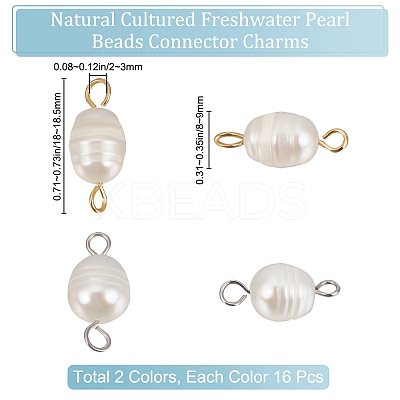 32Pcs 2 Colors Natural Cultured Freshwater Pearl Beads Connector Charms FIND-BBC0002-55-1