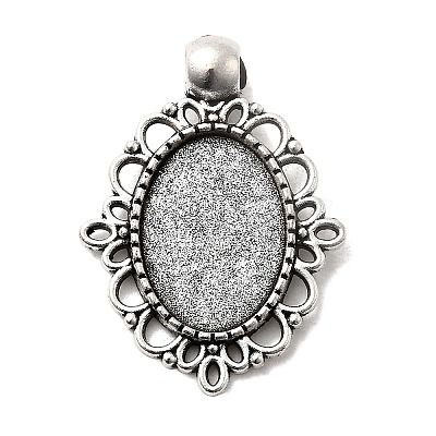 Tibetan Style Alloy Pendant Cabochon Settings TIBEP-N003-31AS-1