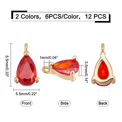 12Pcs 2 Colors Real 18K Gold Plated Brass Charms ZIRC-FH0001-16-1