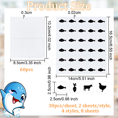 8 Sheets 4 Styles PVC Waterproof Self-Adhesive Sticker STIC-OC0001-13D-1