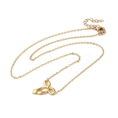 Ion Plating(IP) 304 Stainless Steel Cable Chain Bowknot Pendant Necklaces NJEW-Z041-03G-02-1