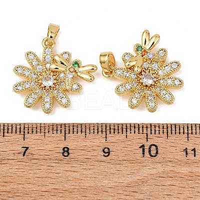 Brass Micro Pave Clear Cubic Zirconia Pendants KK-G543-05G-02-1