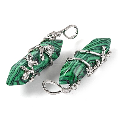 Synthetic Malachite Double Terminal Pointed Pendants G-C144-03P-09-1
