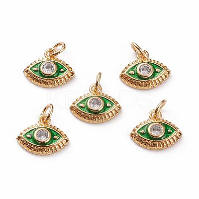 Brass Micro Pave Clear Cubic Zirconia Charms KK-C100-15G-A01-1