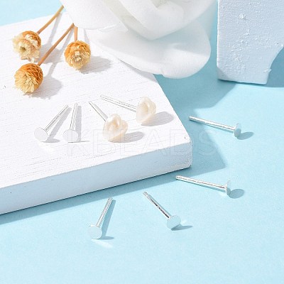 925 Sterling Silver Flat Pad Stud Earring Findings STER-K167-045B-S-1