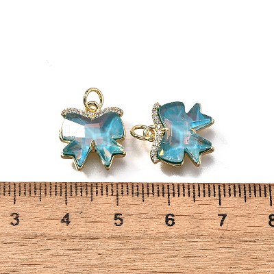 Brass Micro Pave Cubic Zirconia Charms KK-Q043-02G-01-1