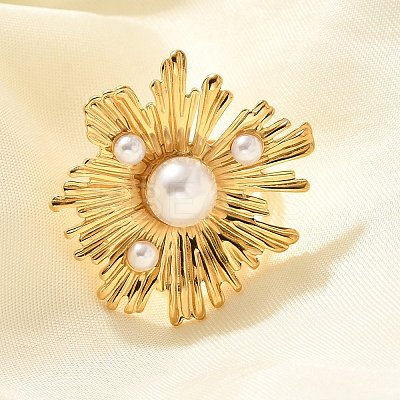 304 Stainless Steel Flower Open Cuff Rings for Women LS-STAS-Z108-04G-1