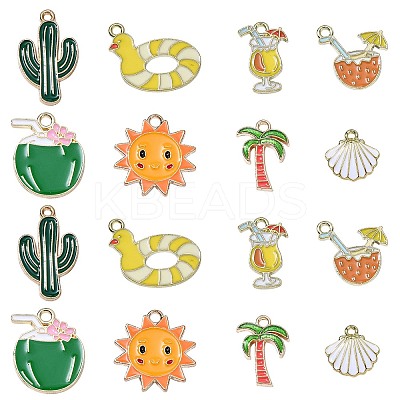 40Pcs 8 Styles Alloy Enamel Pendants ENAM-CJ0006-10-1