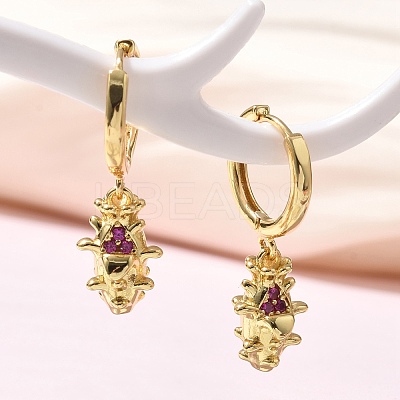 Brass Cubic Zirconia Hoop Earrings EJEW-Q015-01G-A-1